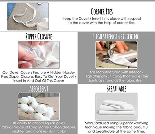 Juego de edredón 3 piezas - 1000 hilos 100% algodón egipcio transpirable, suave D... Foto 4 de 4