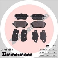 Hinterachse Zimmermann 25965.155.1 Bremsbelagsatz, Scheibenbremse FüR Nissan,Ren