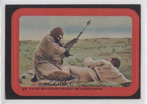 1977 Topps Star Wars Stickers #17 Threatened by Sandpeople! — Raw
