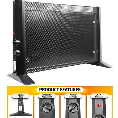 Mica Electric Panel Heater 2000W 3 Heat Settings, Overheat & Tip-Over Protection - 第 1/10 張圖片