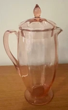 Vtg Tiffin Pitcher Jug with Lid 14194 Wide Panel Optic Pink 1930s Rare