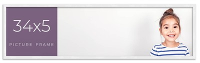 34x5 Frame White Real Wood Picture Frame Width 0.75 inches | Interior Frame Dept