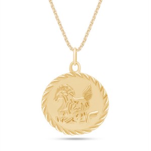 Authentic Horse Chinese Zodiac Pendant 18" Necklace 14K Yellow Gold Plated Sterling Silver
