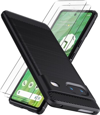 Für Google Pixel 8 Pro Hülle, Slim Silikon Stoßfest Handyhülle + Displayglas