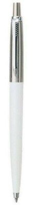 Parker Jotter Ballpoint Pen  White & Stainless Steel  Black Med New France