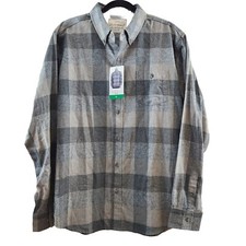 Weatherproof Vintage Mens XL Gray Buffalo Plaid Cotton Flannel Shirt Button Down