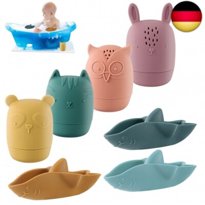 7er Set Badewannenspielzeug, Badespielzeug Baby Silikon Badetiere Badewanne