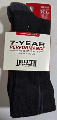 Duluth Trading Co Socks 7 Yr Performance Lightweight Over the Calf Men XL Black