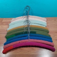 LOT OF 14 Vintage Hand Made Crocheted Hangers Coat Clothes Wooden Assorted Yarn