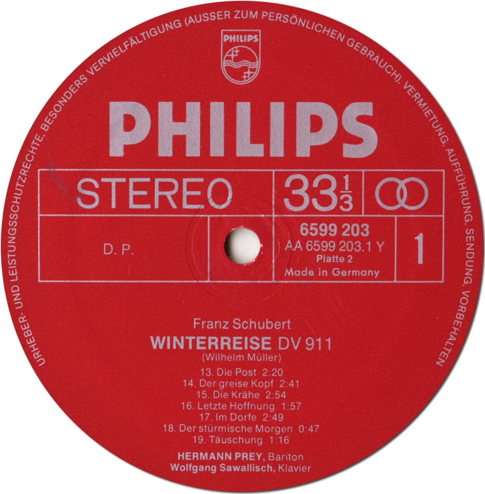 2LP Box SCHUBERT Winterreise PREY SAWALLISCH Piano PHILIPS 6747033 Red/Silver - Image 3 of 3