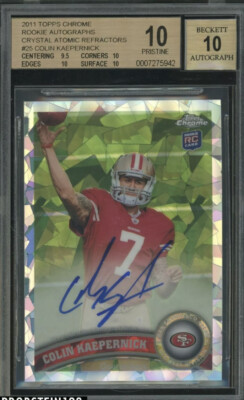  2011 Topps Chrome Crystal Atomic Refractor Colin Kaepernick RC AUTO /50 BGS 10