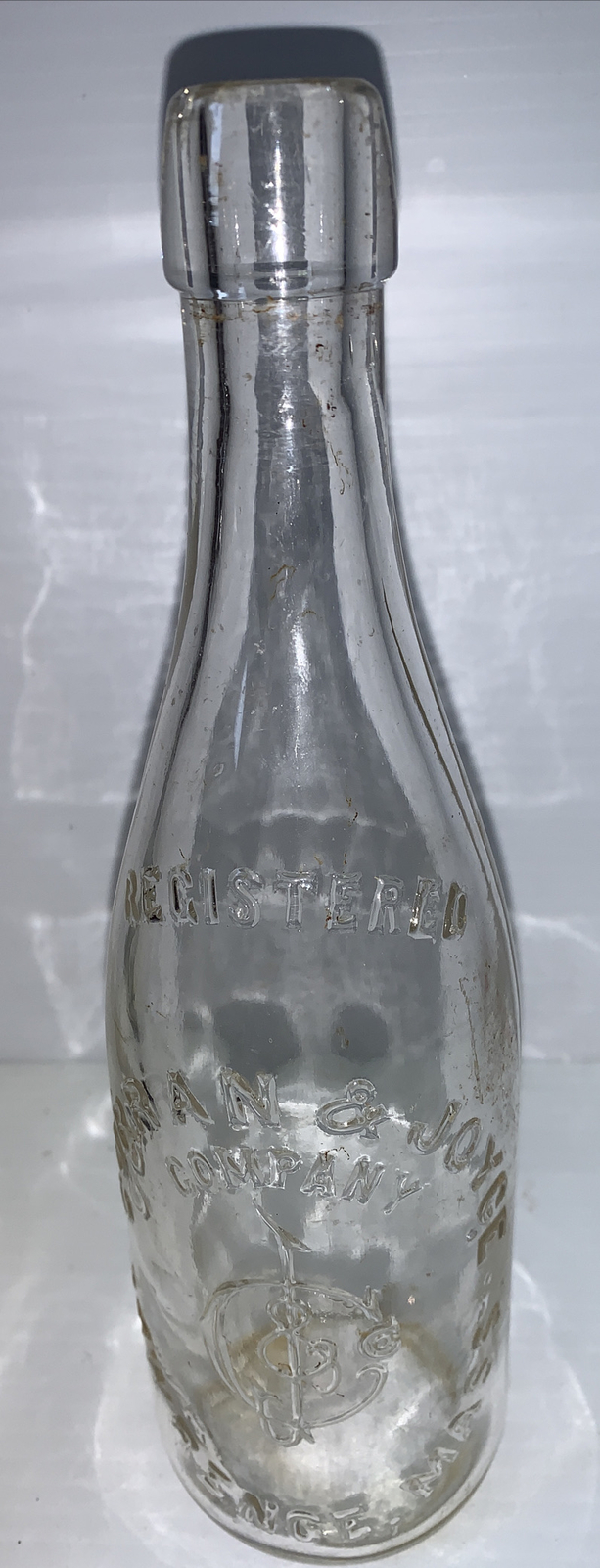 Vintage Curran & Joyce Lawrence MA 9 1/2 Inch Clear Embossed Bottle U eBay