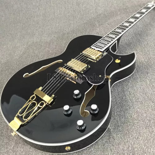 Black Byrdland Electric Guitar Jazz Archtop Hollow Body HH Pickup Gold Hardware