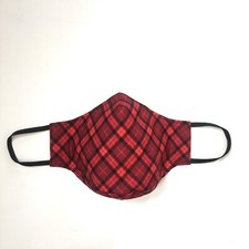 Handmade Adult Face Mask Red Plaid Cotton nose wire chin piece lined 