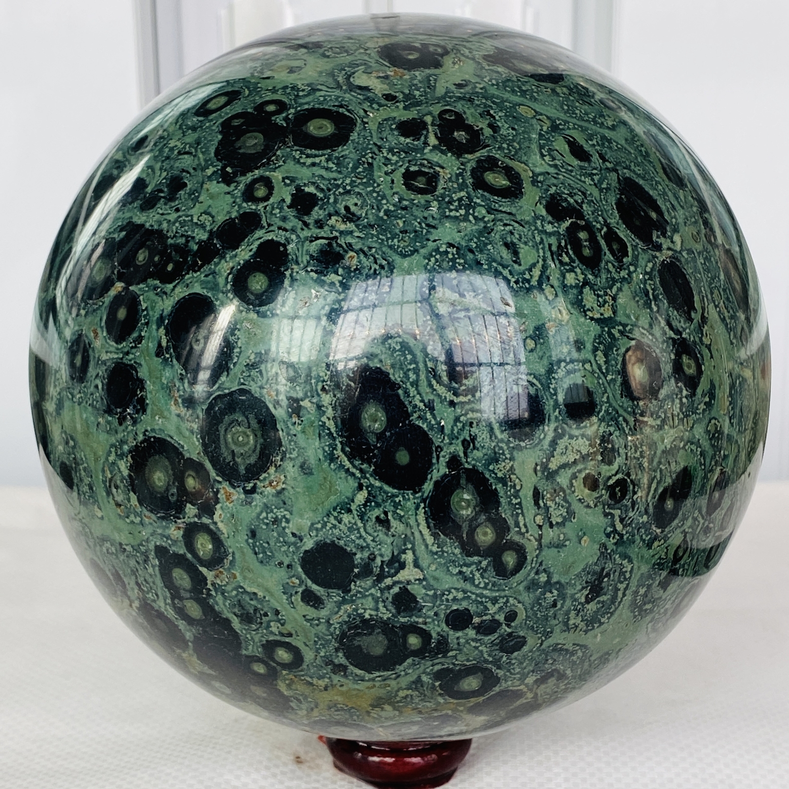 Natural Eye Green Kambaba Jasper Stromatolite Crystal Sphere Ball 5440G