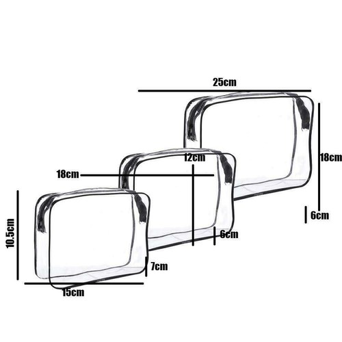 NEUE wasserdichte Reisetasche Set Transparent Make-up Kulturbeutel Clear Pouch UK Wash - Bild 1 von 17