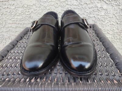 Samuel Windsor Men's Black Leather Monk Strap Dress Shoes