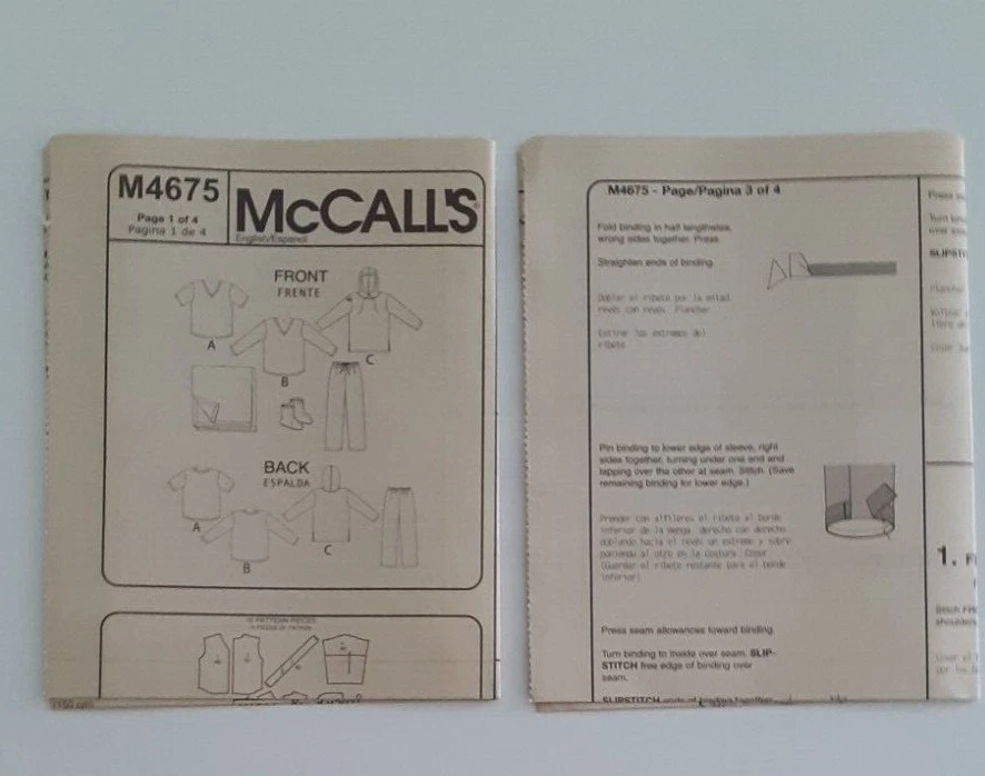 MCCALL'S #4675 MEN'S MISSES TEENS SIZES L-XL TOP PANTS SOCKS BLANKET PATTERN UC - Image 3 of 4