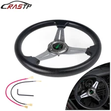 USA Racing Sport 340mm Deep Dish 6 Bolt Steering Wheel with Horn Button