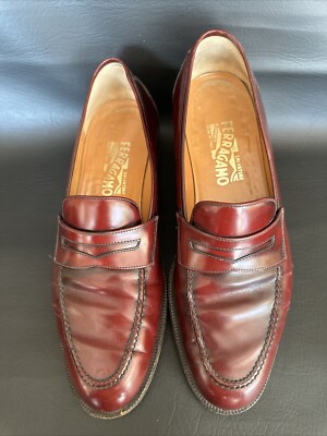 Salvatore Ferragamo Brown Leather Penny Loafers Dress Shoes  display picture 2