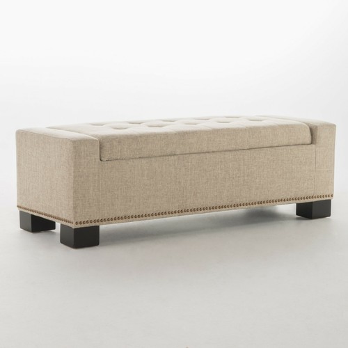 Espana Fabric Rectangle Storage Ottoman Bench - Picture 3 of 8