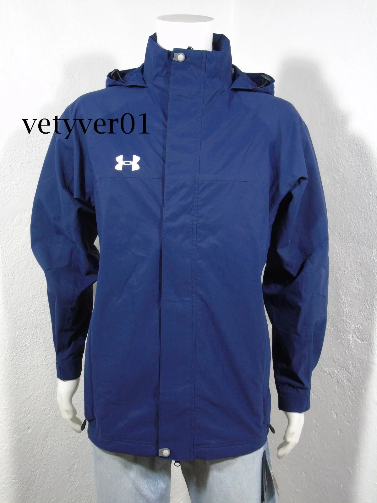 New UNDER ARMOUR UA Storm Bead II Waterproof Lightweight Navy/Blue Jacket sz M