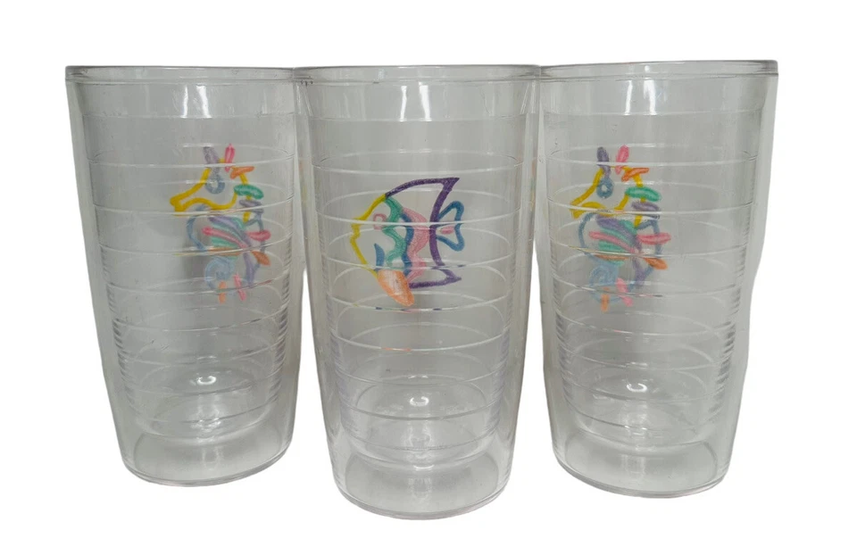 Vasos Tervis aislados peces tropicales caballito de mar 16 oz SIN TAPAS - LOTE de 3 Foto 3 de 4