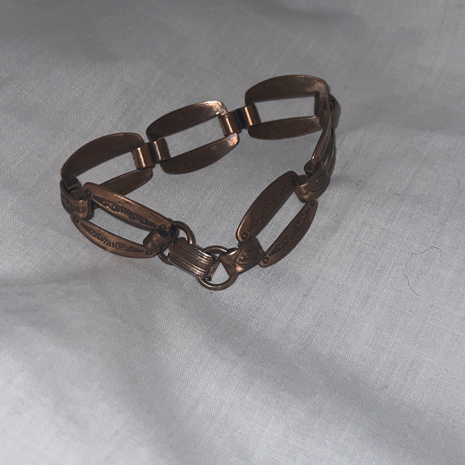 VNTG Solid Copper Native American Style Link Brac… - image 1