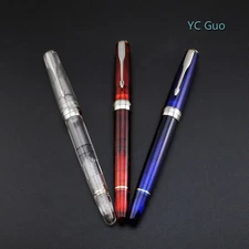 3X Wing Sung 618 Transparent Piston Fountain Pen Silver Clip Fine Nib 3 Colors