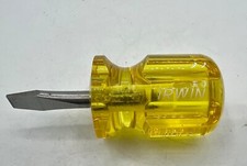 Irwin Short Stubby Flathead Screwdriver Yellow Handle. Made In USA