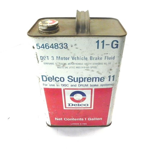 DELCO SUPREME 11 DOT 3 BRAKE FLUID 1 GALLON CAN EMPTY GM BRAND VINTAGE