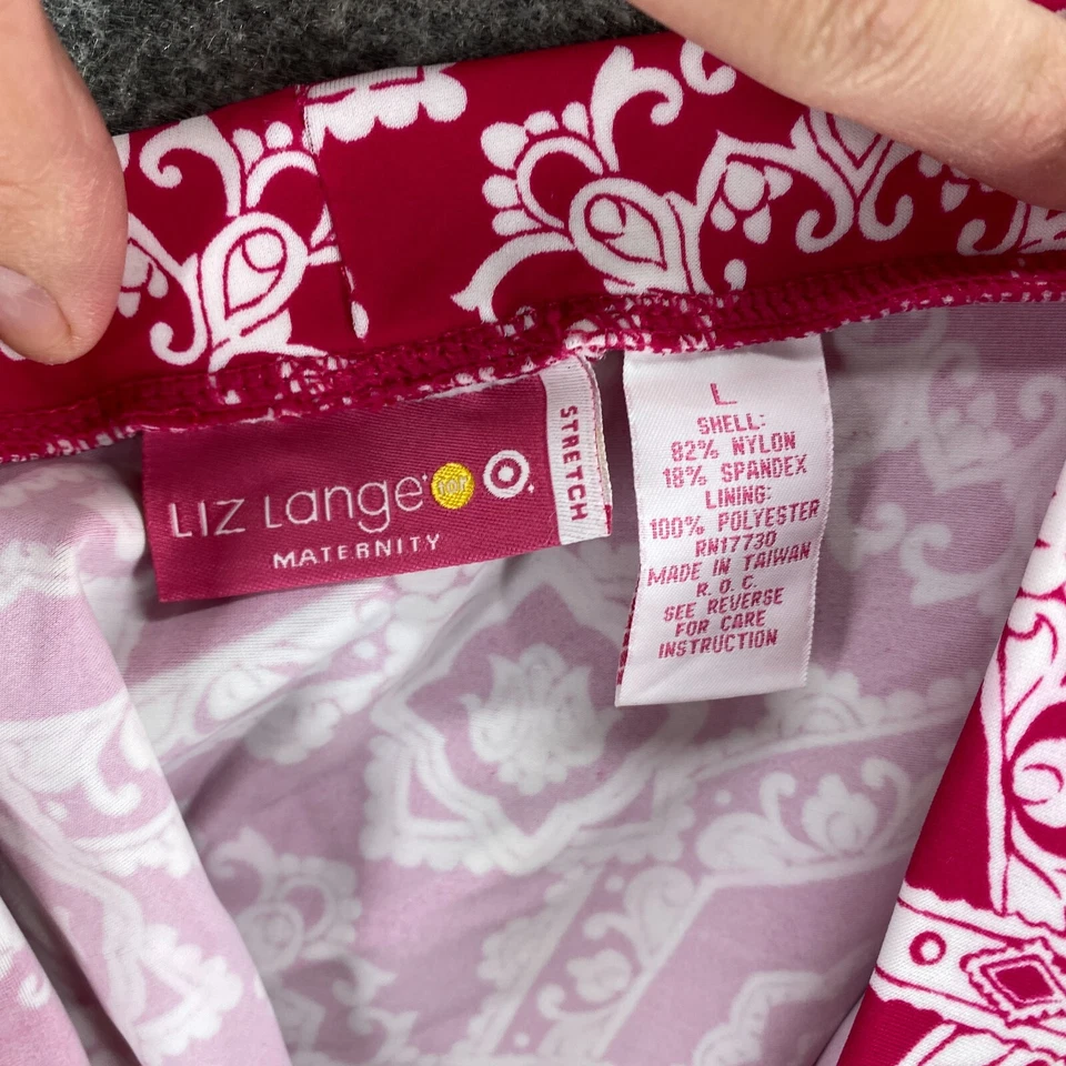 Liz Lange Maternity Pink White Stretch L Large Swimwear Buttom - Image 3 of 4