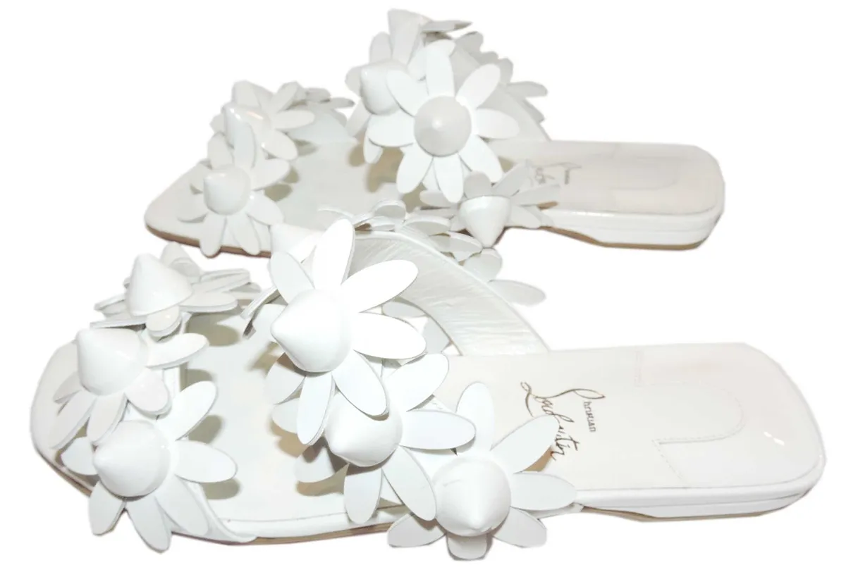 Christian Louboutin DAISYNA Spikes Daisy Flower Flat Mule Sandals Shoes  $945
