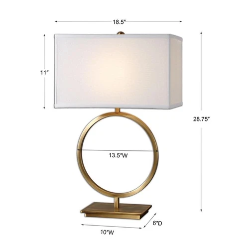 Uttermost Duara Metal Circle Table Lamp in Plated Brushed Brass/White - Picture 7 of 7