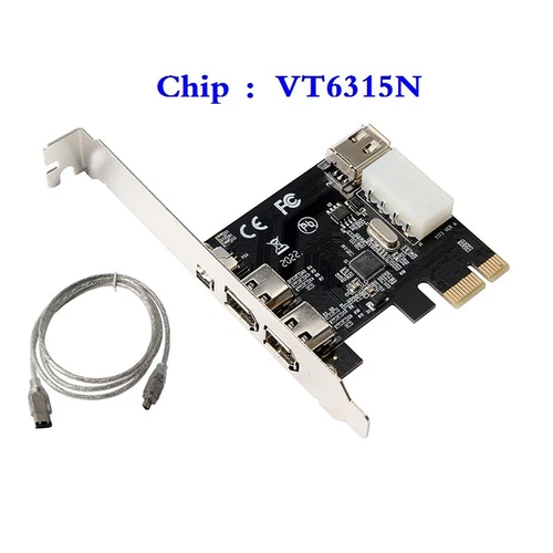 PCIE 1X to 3-port 1394A Firewire Riser Card 800Mbps Expansion Adapter Card