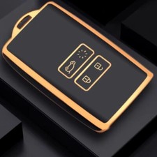Button Key Fob Cover Case Black Gold for Dacia Sandero Duster Logan Jogger