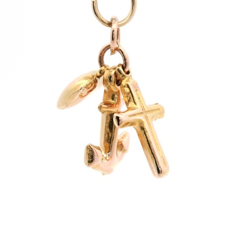 Georg Jensen Vintage 9ct Gold Faith, Hope & Charity Charm