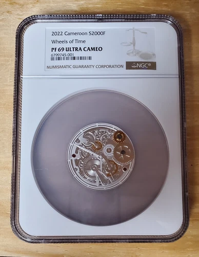 2oz Silver Coin 2022 Cameroon 2000 CFA Wheels of Time NGC PF69 Ultra Cameo