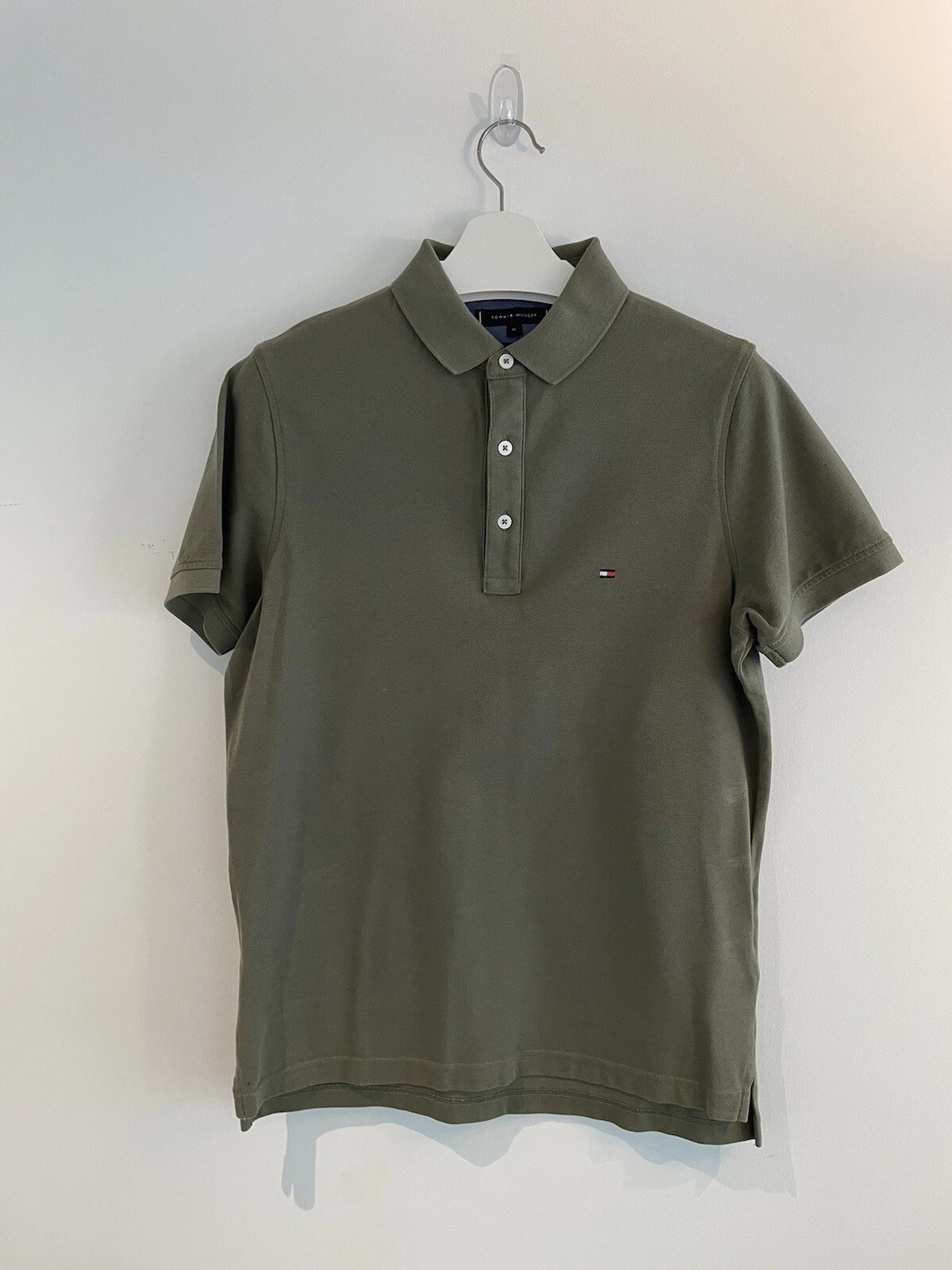 Tommy Hilfiger Polo Shirt Slim Fit Khaki Size Medium Mens