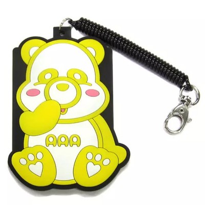 E-Panda Rubber Pass Case with Coil Reel Male Yellow Mitsuhiro Hidaka