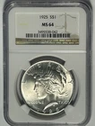 1925   PEACE DOLLAR NGC  MS 64 / SHARP WHITE COIN