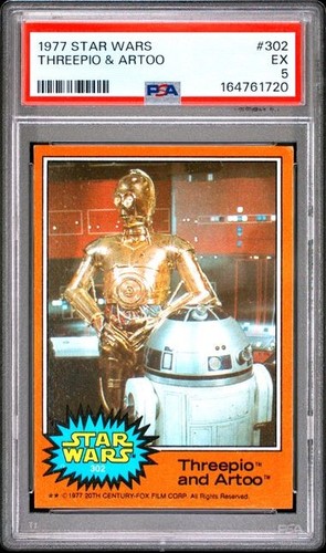 1977 Topps Star Wars #302 Threepio and Artoo — PSA 5