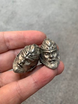Pair Lovely Hand Made Tibetan Silver *Monkey King* Rings !!!!