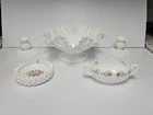 Vintage 1950's Fenton Hobnail Milk Glass lot of 5