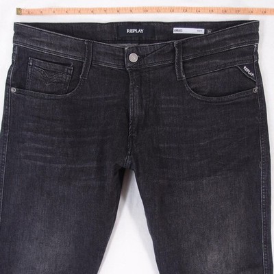 Herren Replay M914 ANBASS Stretch Slim Tapered Grau Jeans W36 L32