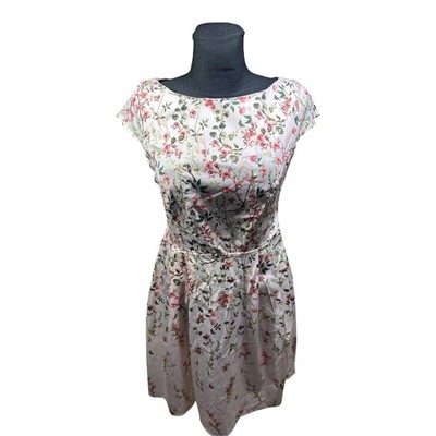 Orsay Kleid Damen Gr 40 Blumen Floral Sommer Baumwolle Stretch Elegant