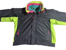 Vintage 90s COLUMBIA Bugaboo Jacket Neon Men's Large Tall With Liner Made inUSA