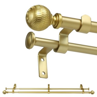 1-2Pack 5/8'' Telescoping Double Curtain Rods w/ Reticulated Ball Finial,28''-120''
