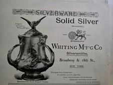 1890s Whiting Mfg Co Silversmiths solid silver Schooners Goelet Cup Montauk Ad