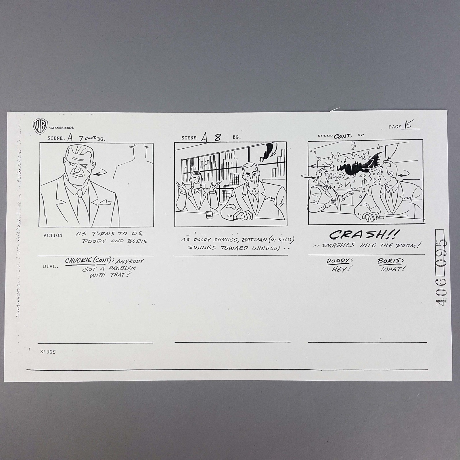 Batman: Mask of the Phantasm Storyboard Batman Crashes Through Casino Window,